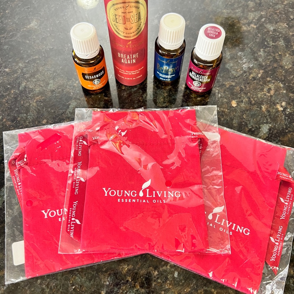 Young Living Essential Oils Set with Red YL Gift Bags